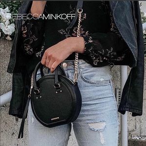 NWT Rebecca Minkoff Bree Circle Bag Black Silver